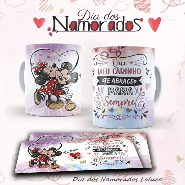 Artes em Corel Draw - Canecas Mickey Dia dos Namorados