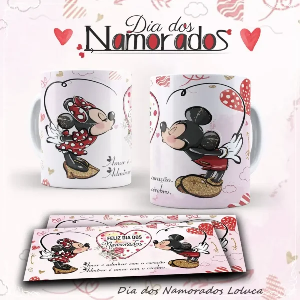 Artes em Corel Draw - Canecas Mickey Dia dos Namorados