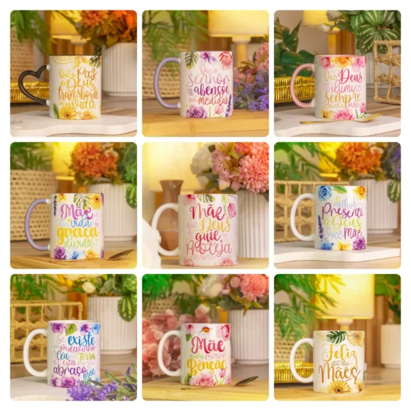 Artes Exclusivas para Caneca Dia das Mães - Mãe é Bênção