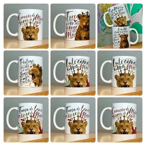 Artes Exclusivas para Caneca - Dia das Mães Mãe Leoa