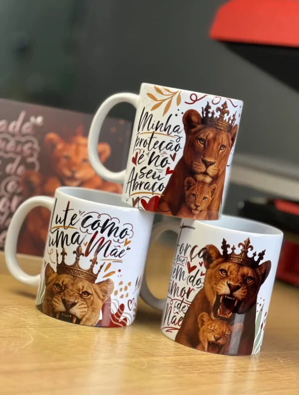 Artes Exclusivas para Caneca - Dia das Mães Mãe Leoa
