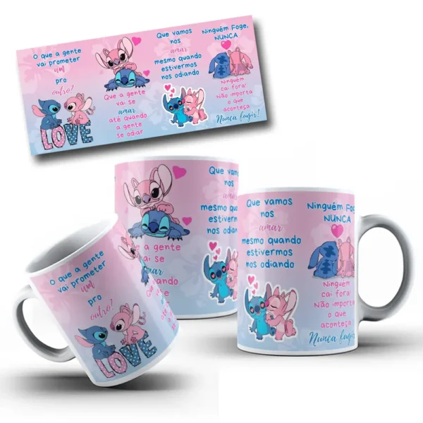 Artes para Caneca com Stitch em PNG - Promessas Divertidas