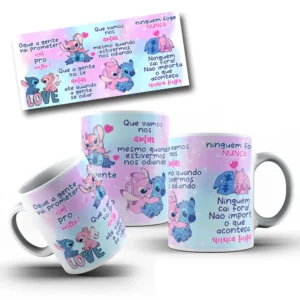 Artes para Caneca com Stitch em PNG - Promessas Divertidas