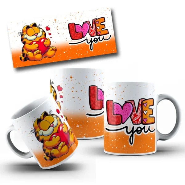 Artes Românticas Garfield para Canecas - Dia dos Namorados