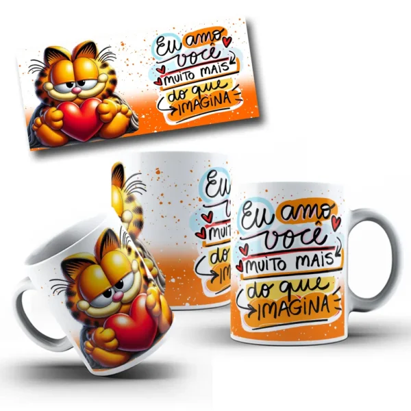 Artes Românticas Garfield para Canecas - Dia dos Namorados