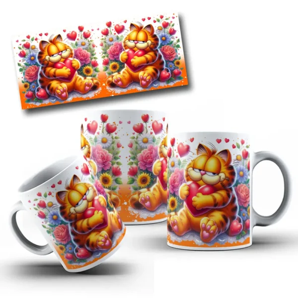 Artes Românticas Garfield para Canecas - Dia dos Namorados