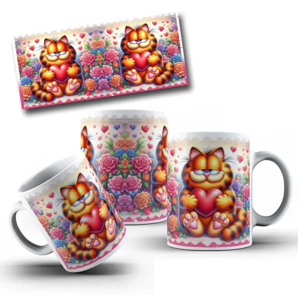 Artes Românticas Garfield para Canecas - Dia dos Namorados