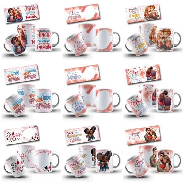Artes Românticas para Caneca - Dia dos Namorados