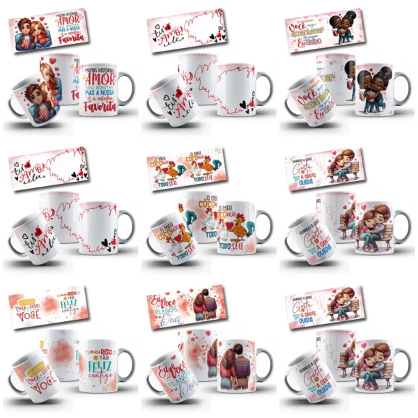 Artes Românticas para Caneca - Dia dos Namorados