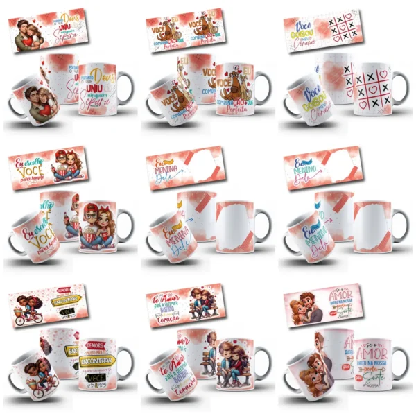 Artes Românticas para Caneca - Dia dos Namorados