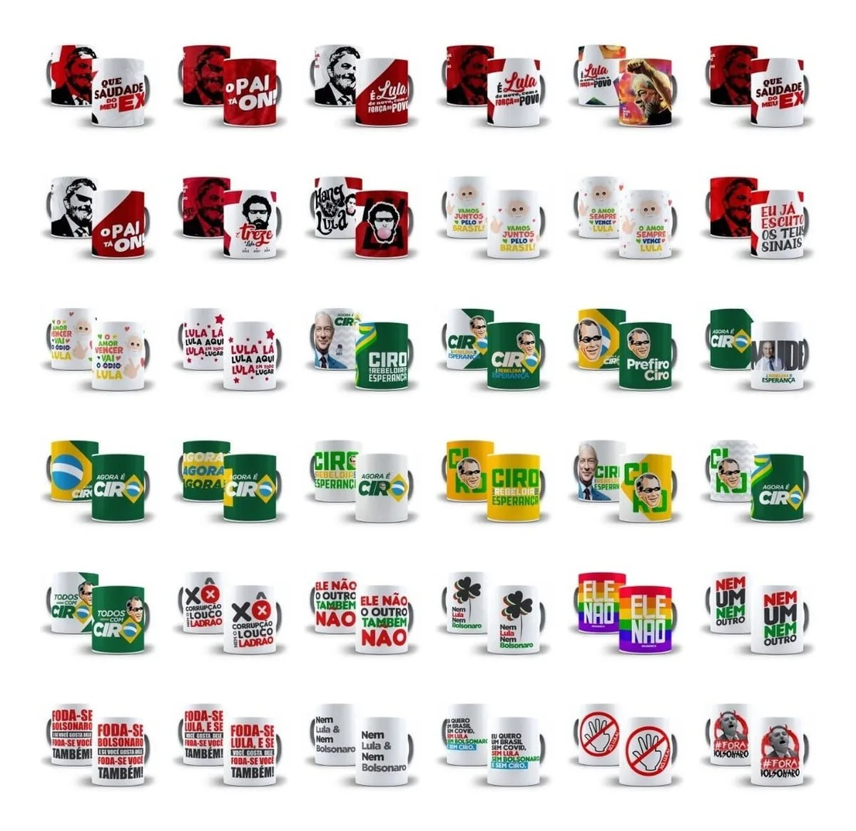 Artes Sublimação Caneca Lula Bolsonaro Ciro Eleições 2022