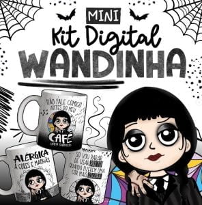 Artes Sublimação Caneca Wandinha Addams Jenna Ortega
