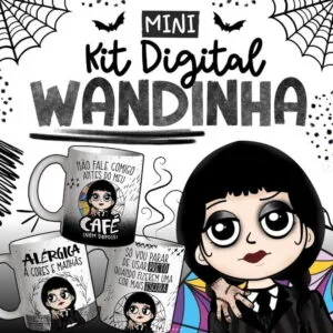 Artes Sublimação Caneca Wandinha Addams Jenna Ortega