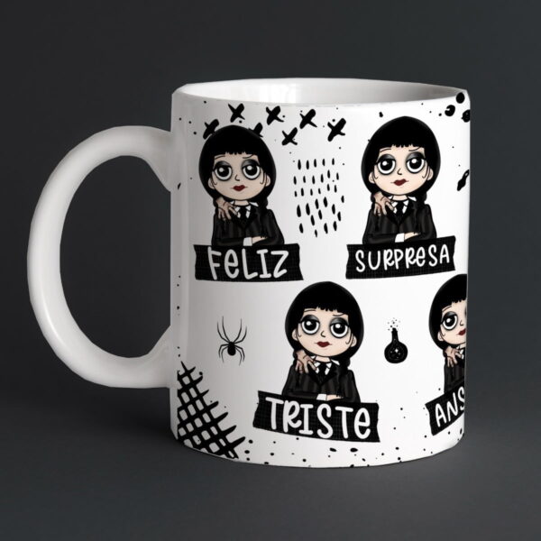 Artes Sublimação Caneca Wandinha Addams Jenna Ortega