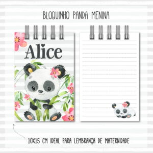 Bloquinho 10x15 Panda Menina