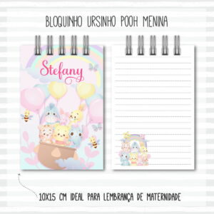 Bloquinho 10x15 Pooh Menina - Arquivo Digital