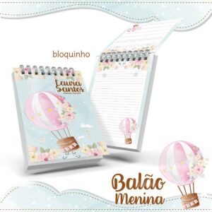 Bloquinho Anotações Balão Menina Rosa