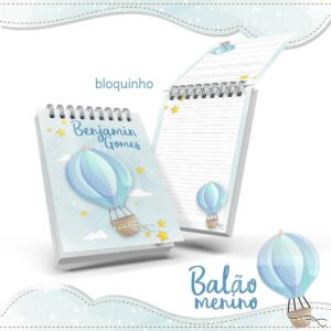 Bloquinho Anotações Balão Menino Azul
