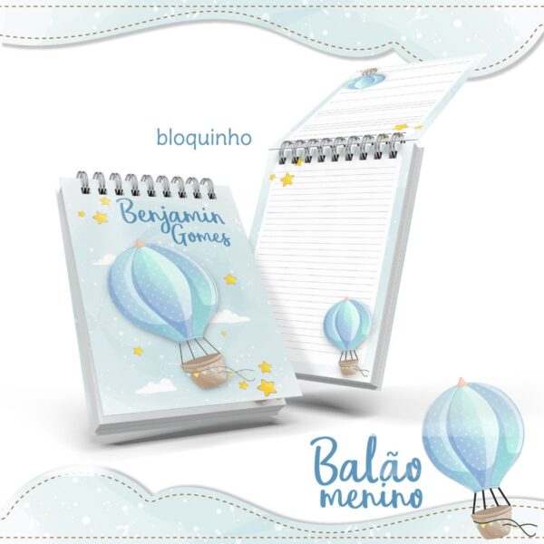 Bloquinho Anotações Balão Menino Azul