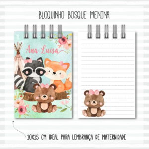 Bloquinho Anotações Bebê Bosque Menina