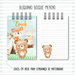 Bloquinho Anotações Bebê Bosque Menino