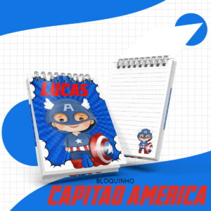 Bloquinho Anotações Bebê Capitão América - Arquivo Digital