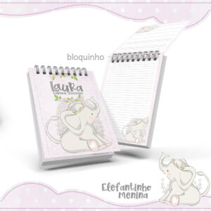 Bloquinho Anotações Elefantinho Menina - Arquivo Digital 6 Bloquinho Anotações Elefantinho Menina - Arquivo Digital