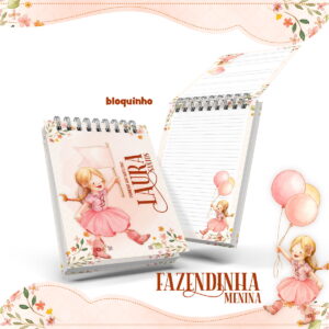 Bloquinho Anotações Fazendinha Menina - Arquivo Digital 30 Bloquinho Anotações Fazendinha Menina - Arquivo Digital