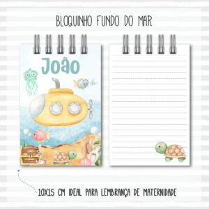 Bloquinho Anotações Fundo do Mar Menino - Arquivo Digital 7 Bloquinho Anotações Fundo do Mar Menino - Arquivo Digital