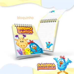 Bloquinho Anotações Galinha Pintadinha Azul -Arquivo Digital
