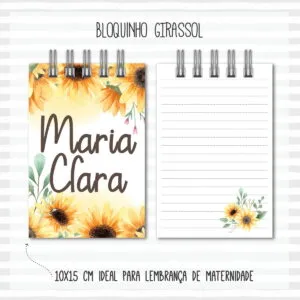 Bloquinho Anotações Girassol 4 Bloquinho Anotações Girassol