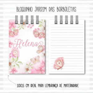 Bloquinho Anotações Jardim Borboletas 3 Bloquinho Anotações Jardim Borboletas