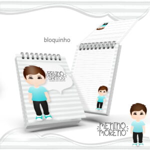 Bloquinho Anotações Menino Moreno - Arquivo Digital