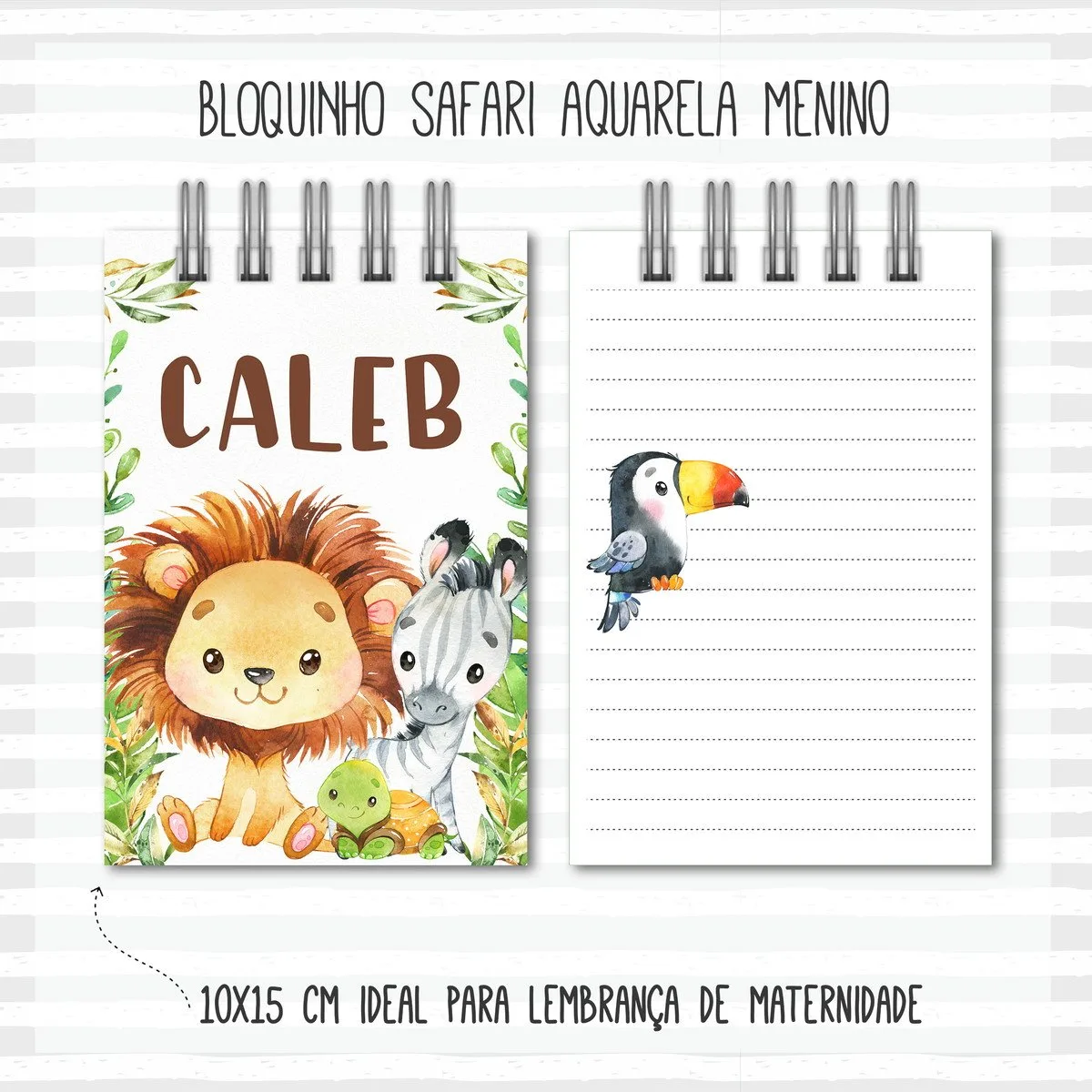 Bloquinho Anotações Safari Aquarela Menino 1 Bloquinho Anotações Safari Aquarela Menino
