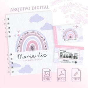 Caderneta de Saúde Arco Íris Rosa Menina