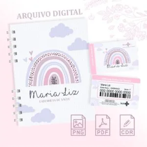 Caderneta de Saúde Arco Íris Rosa Menina 26 Caderneta de Saúde Arco Íris Rosa Menina