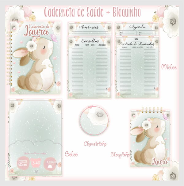 Caderneta de Saúde + Bloquinho Coelha