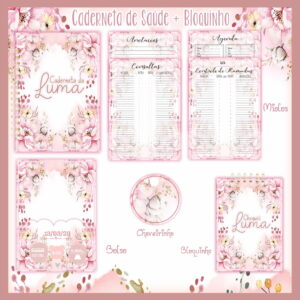 Caderneta de Saúde + Bloquinho Floral 1