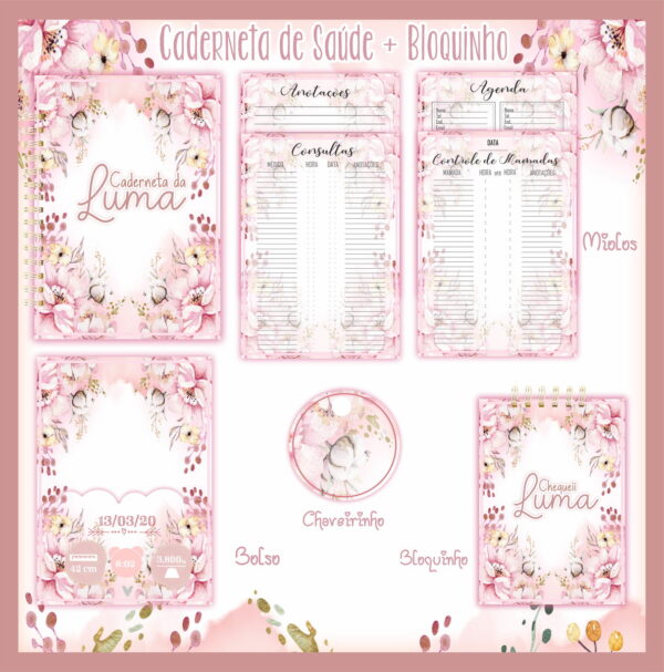 Caderneta de Saúde + Bloquinho Floral 1