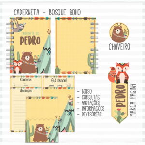 Caderneta de Vacina Animais Boho Menino