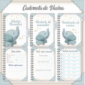 Caderneta de Vacina Elefantinho Cinza - Arquivo Digital