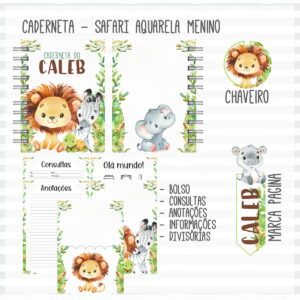 Caderneta de Vacina Safari Aquarela Menino - Arquivo Digital