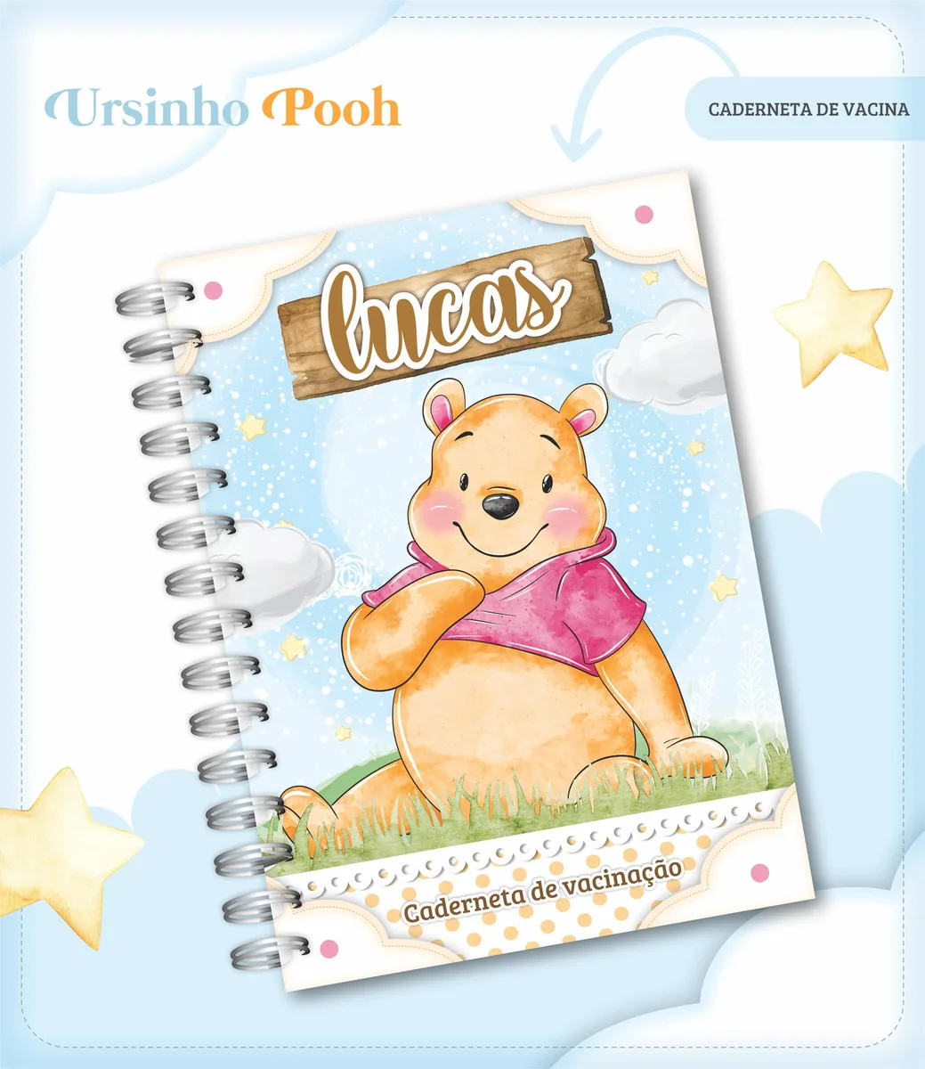 Caderneta de Vacina Ursinho Pooh Menino 1 Caderneta de Vacina Ursinho Pooh Menino
