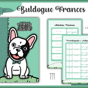 Caderneta Vacina Pet Buldogue Frances Macho -Arquivo Digital
