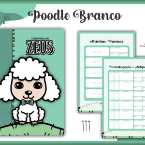 Caderneta Vacina Pet Poodle Branco Macho - Arquivo Digital