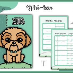 Caderneta Vacina Pet Shihtzu Caramelo Macho -Arquivo Digital