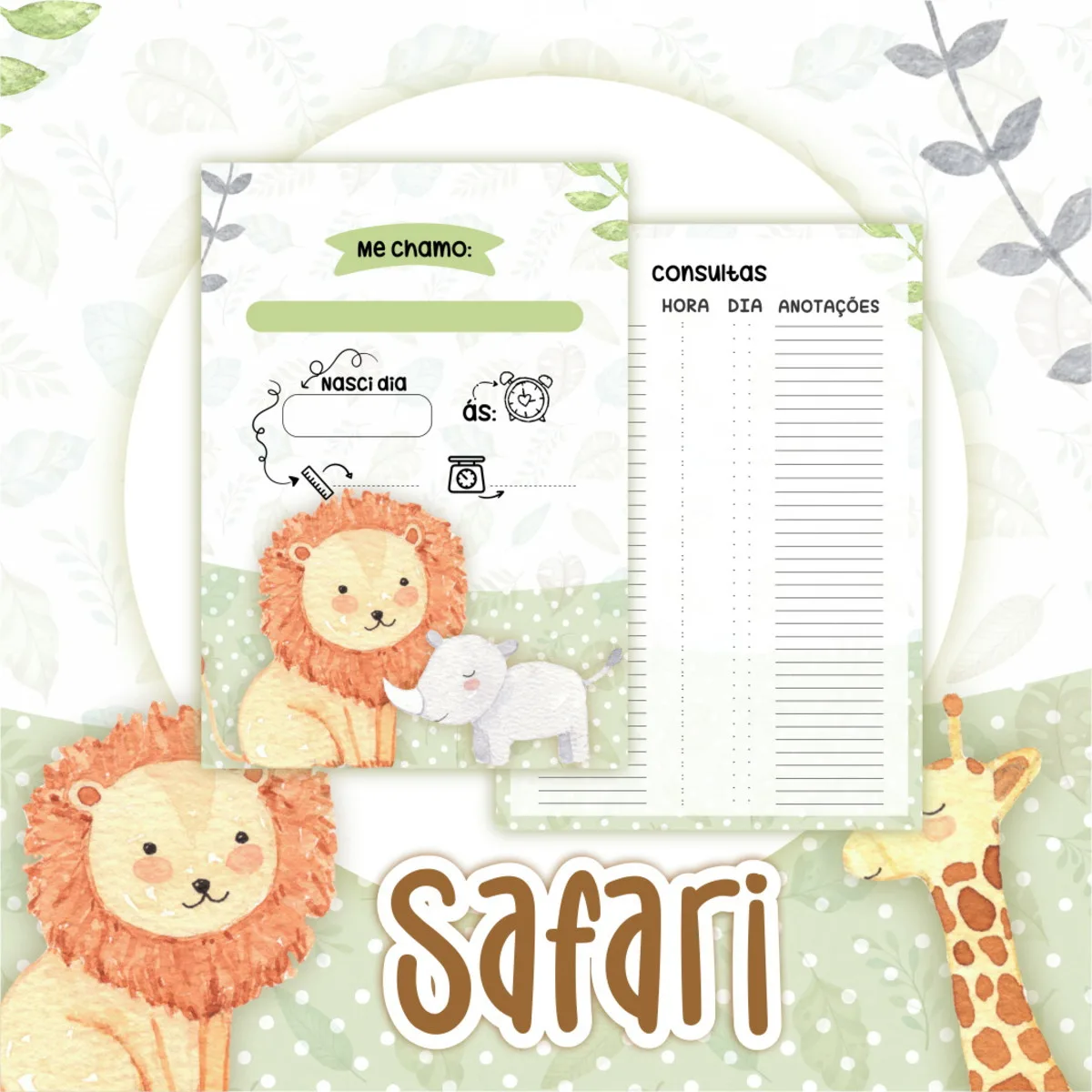 Caderneta Vacinação Safari Menino 2 Caderneta Vacinação Safari Menino