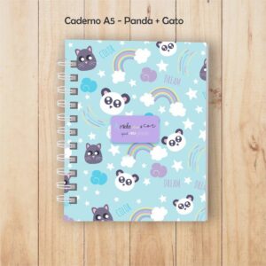 Caderno A5 - Panda + Gato