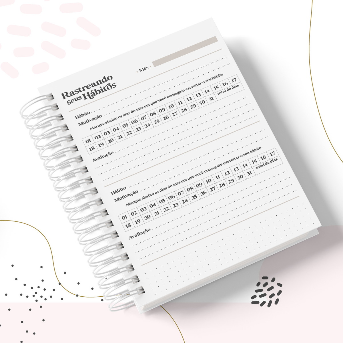 Caderno de Hábitos - Arquivo Digital 3 Rastreador de hábitos digital personalizável para acompanhar metas e rotinas diárias.