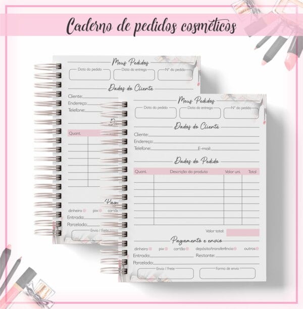 Caderno de pedidos Cosméticos
